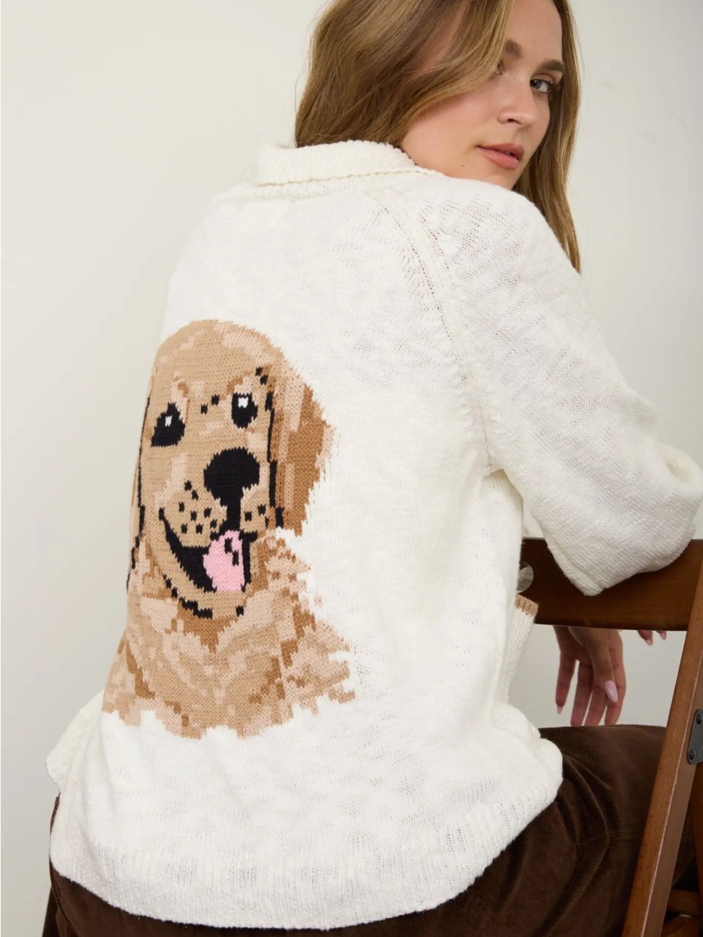 Cozy golden retriever Dog cardigan Sweater - Design